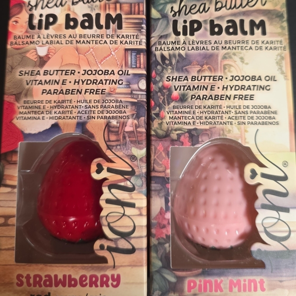 Shea Butter Lip Balm Set - Strawberry Red & Pink Mint